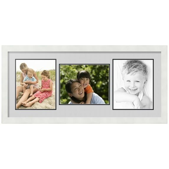 ArtToFrames Collage Photo Picture Frame with 3 - 8x10 Openings, Framed in White with Candlewick and Black Mats (CDM-3966-70)