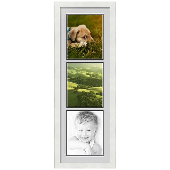 ArtToFrames Collage Photo Picture Frame with 3 - 8x10 Openings, Framed in White with Candlewick and Black Mats (CDM-3966-73)