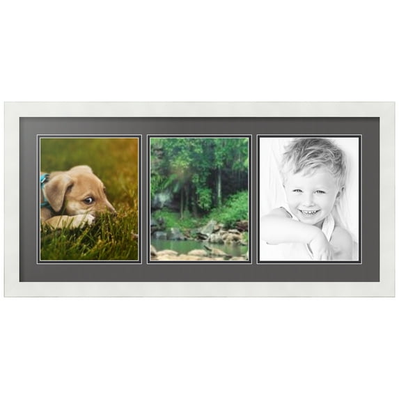 ArtToFrames Collage Photo Picture Frame with 3 - 8x10 Openings, Framed in White with Charcoal and Black Mats (CDM-3966-65)