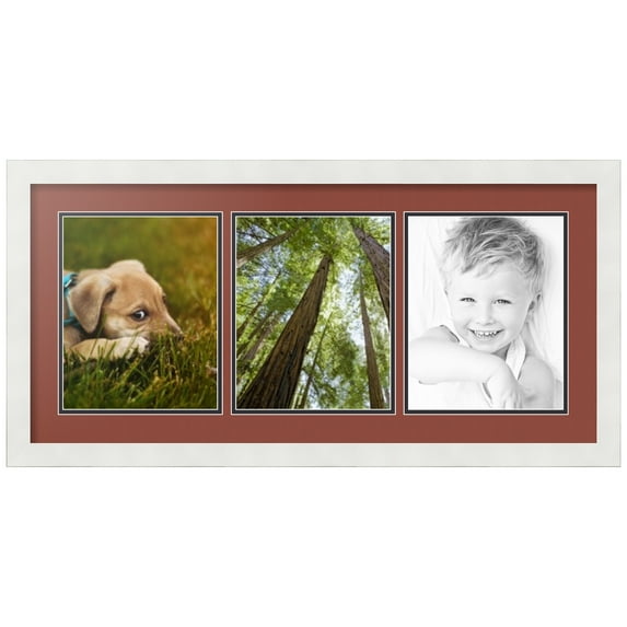 ArtToFrames Collage Photo Picture Frame with 3 - 8x10 Openings, Framed in White with Cognac and Black Mats (CDM-3966-65)