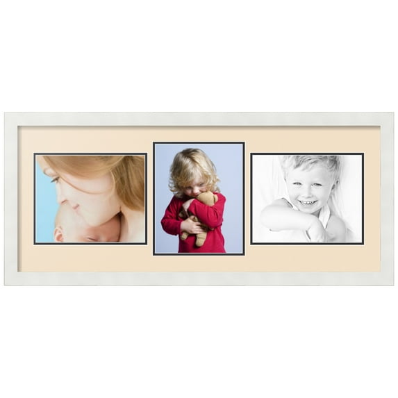 ArtToFrames Collage Photo Picture Frame with 3 - 8x10 Openings, Framed in White with French Creme and Black Mats (CDM-3966-99)