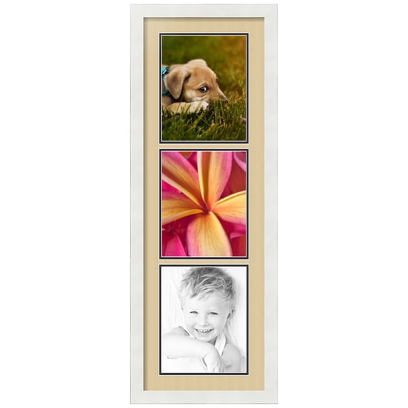 ArtToFrames Collage Photo Picture Frame with 3 - 8x10" Openings, Framed in White with Green Whisper and Black Mats (CDM-3966-139)