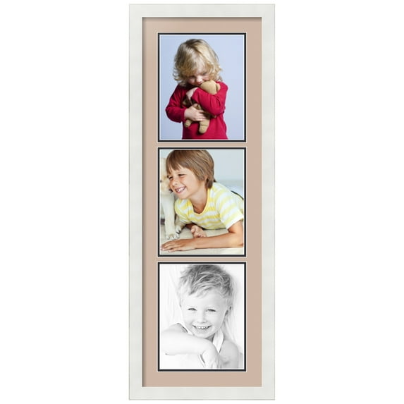 ArtToFrames Collage Photo Picture Frame with 3 - 8x10" Openings, Framed in White with Grey Beige and Black Mats (CDM-3966-139)