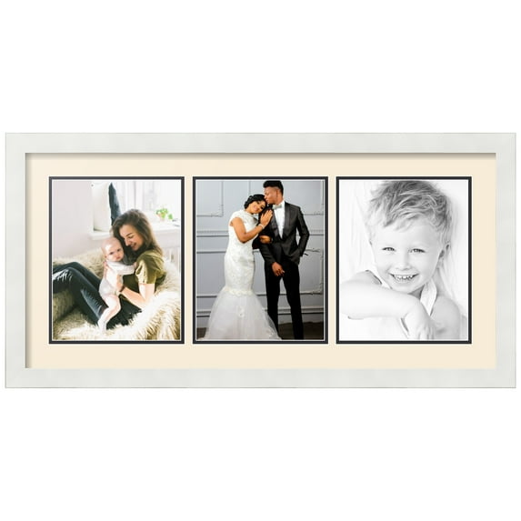 ArtToFrames Collage Photo Picture Frame with 3 - 8x10" Openings, Framed in White with Ivory and Black Mats (CDM-3966-25)
