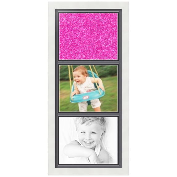 ArtToFrames Collage Photo Picture Frame with 3 - 8x10" Openings, Framed in White with Mountain Grey and Black Mats (CDM-3966-5767)