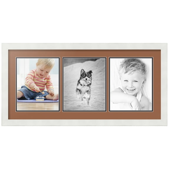 ArtToFrames Collage Photo Picture Frame with 3 - 8x10 Openings, Framed in White with Paloma and Black Mats (CDM-3966-65)