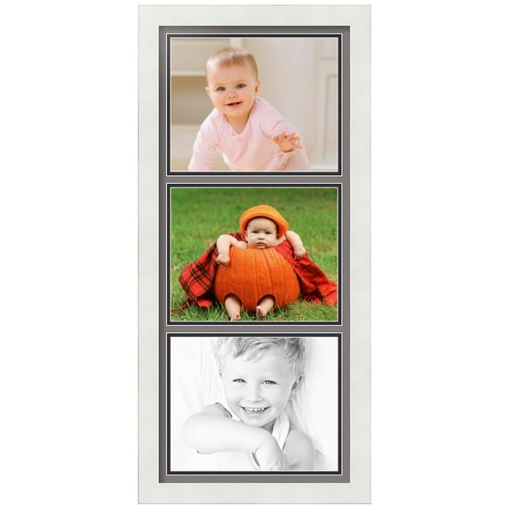 ArtToFrames Collage Photo Picture Frame with 3 - 8x10" Openings, Framed in White with Pewter and Black Mats (CDM-3966-1052)