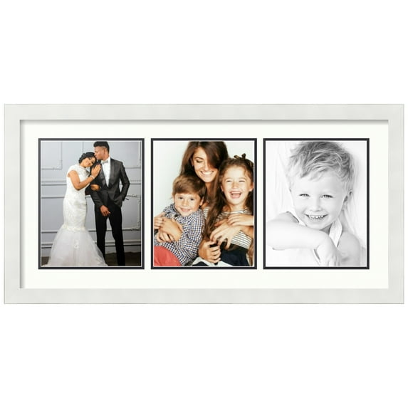 ArtToFrames Collage Photo Picture Frame with 3 - 8x10 Openings, Framed in White with Porcelain and Black Mats (CDM-3966-65)