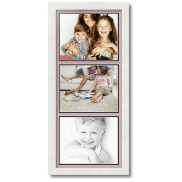 ArtToFrames Collage Photo Picture Frame with 3 - 8x10" Openings, Framed in White with Seashell and Black Mats (CDM-3966-1052)