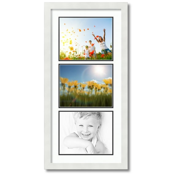 ArtToFrames Collage Photo Picture Frame with 3 - 8x10 Openings, Framed in White with Super White and Black Mats (CDM-3966-901)