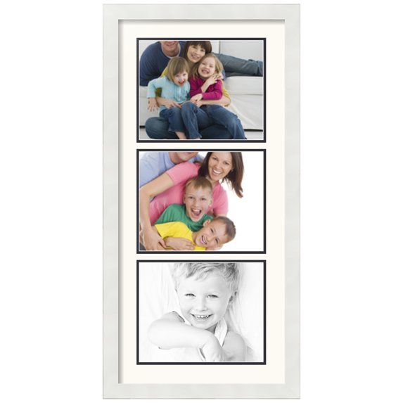ArtToFrames Collage Photo Picture Frame with 3 - 8x10" Openings, Framed in White with White and Black Mats (CDM-3966-874)