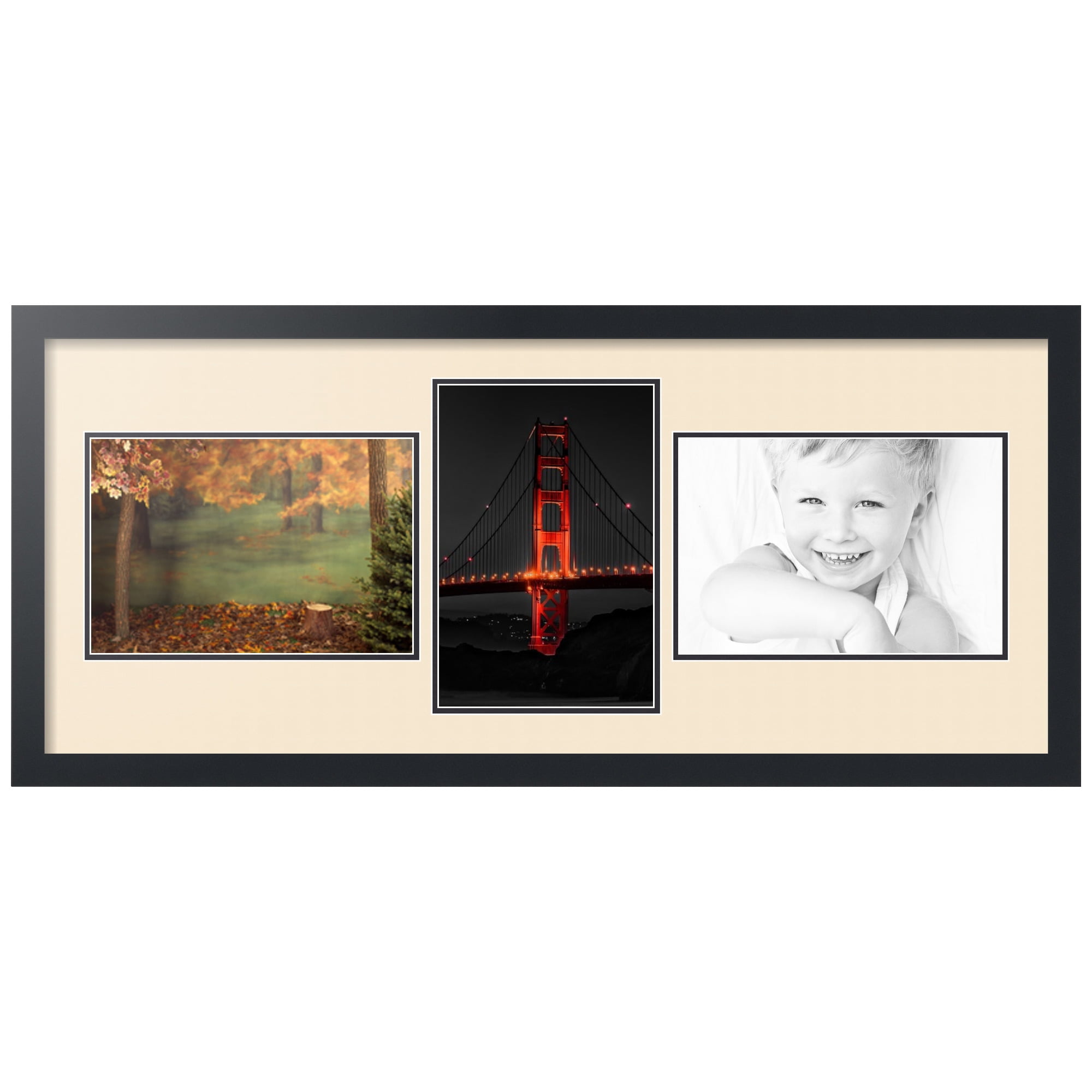 ArtToFrames Collage Photo Picture Frame with 3 - 8x12 Openings, Framed in Black with Alabaster and Black Mats (CDM-3926-99)