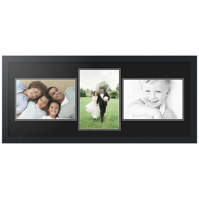 ArtToFrames Collage Photo Picture Frame with 3 - 8x12" Openings, Framed in Black with Black Belt and Black Mats (CDM-3926-812)