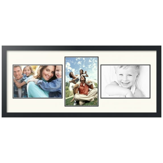 ArtToFrames Collage Photo Picture Frame with 3 - 8x12 Openings, Framed in Black with Chantilly and Black Mats (CDM-3926-99)