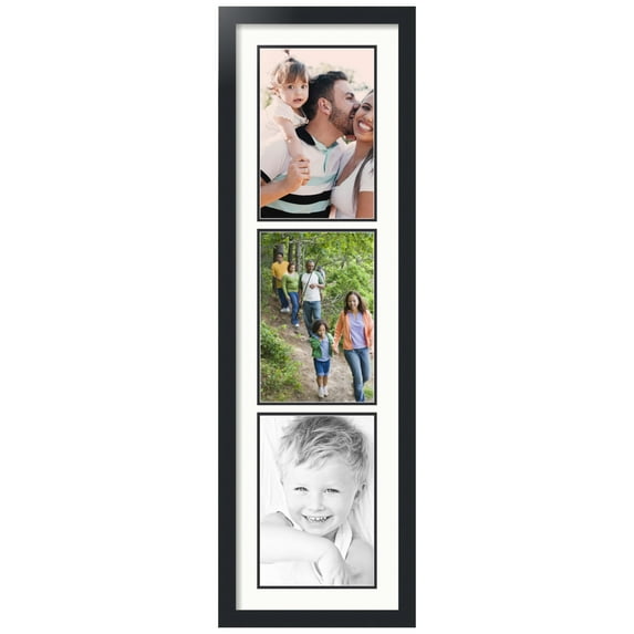 ArtToFrames Collage Photo Picture Frame with 3 - 8x12" Openings, Framed in Black with Fabric White and Black Mats (CDM-3926-868)