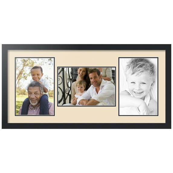 ArtToFrames Collage Photo Picture Frame with 3 - 8x12 Openings, Framed in Black with French Creme and Black Mats (CDM-3926-70)