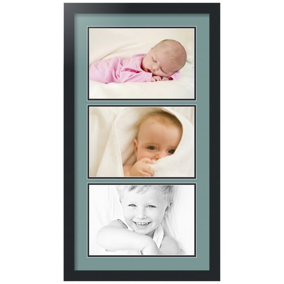 ArtToFrames Collage Photo Picture Frame with 3 - 8x12 Openings, Framed in Black with Nile Green and Black Mats (CDM-3926-901)