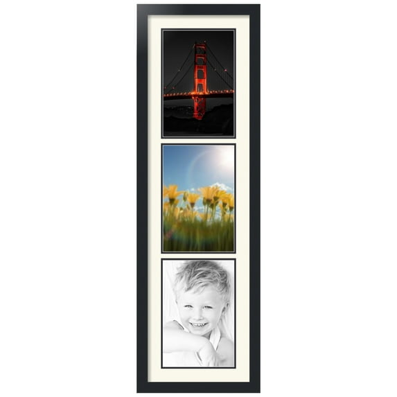 ArtToFrames Collage Photo Picture Frame with 3 - 8x12 Openings, Framed in Black with Off White and Black Mats (CDM-3926-73)
