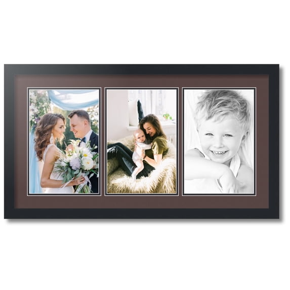 ArtToFrames Collage Photo Picture Frame with 3 - 8x12 Openings, Framed in Black with Peat and Black Mats (CDM-3926-65)