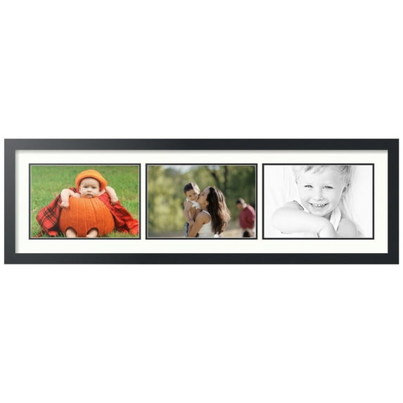 ArtToFrames Collage Photo Picture Frame with 3 - 8x12 Openings, Framed in Black with Porcelain and Black Mats (CDM-3926-67)