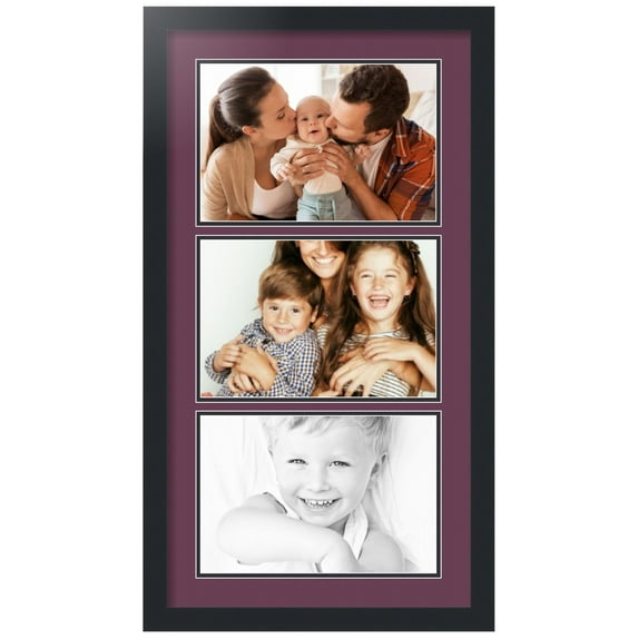 ArtToFrames Collage Photo Picture Frame with 3 - 8x12 Openings, Framed in Black with Ruby and Black Mats (CDM-3926-901)