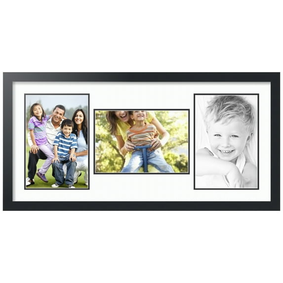 ArtToFrames Collage Photo Picture Frame with 3 - 8x12 Openings, Framed in Black with Super White and Black Mats (CDM-3926-70)