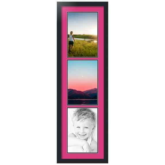 ArtToFrames Collage Photo Picture Frame with 3 - 8x12" Openings, Framed in Black with Tulip and Black Mats (CDM-3926-868)