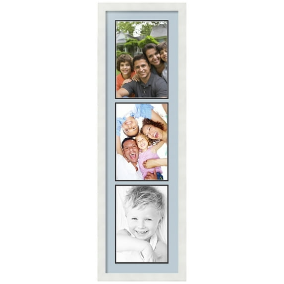 ArtToFrames Collage Photo Picture Frame with 3 - 8x12" Openings, Framed in White with Baby Blue and Black Mats (CDM-3966-73)