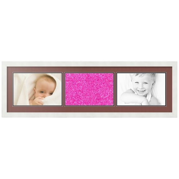 ArtToFrames Collage Photo Picture Frame with 3 - 8x12" Openings, Framed in White with Brique and Black Mats (CDM-3966-881)