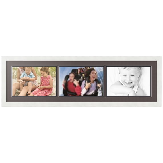 ArtToFrames Collage Photo Picture Frame with 3 - 8x12 Openings, Framed in White with Chestnut and Black Mats (CDM-3966-67)