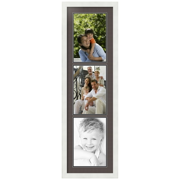 ArtToFrames Collage Photo Picture Frame with 3 - 8x12 Openings, Framed in White with Chestnut and Black Mats (CDM-3966-73)