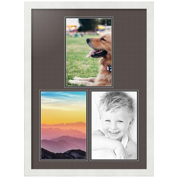 ArtToFrames Collage Photo Picture Frame with 3 - 8x12 Openings, Framed in White with Chestnut and Black Mats (CDM-3966-82)