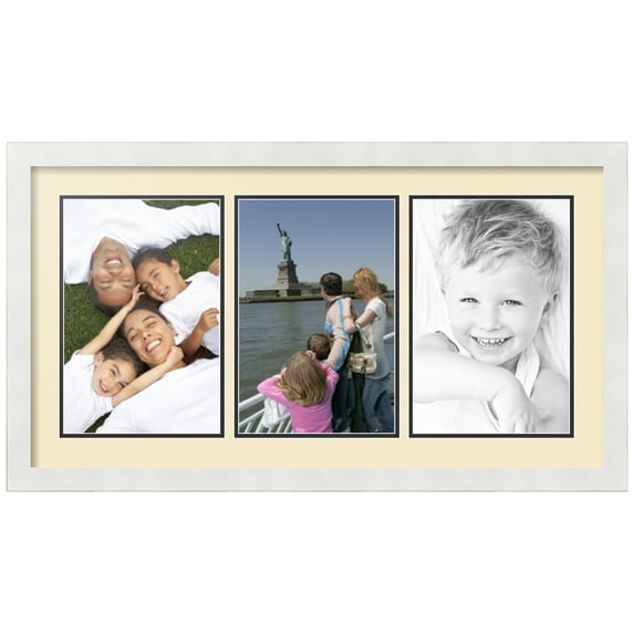 ArtToFrames Collage Photo Picture Frame with 3 - 8x12" Openings, Framed in White with Cream and Black Mats (CDM-3966-783)