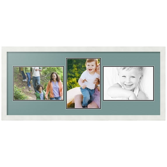 ArtToFrames Collage Photo Picture Frame with 3 - 8x12 Openings, Framed in White with Nile Green and Black Mats (CDM-3966-99)