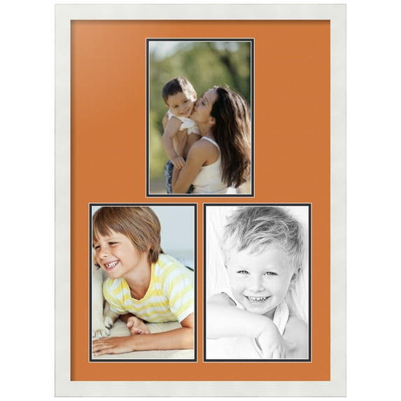 ArtToFrames Collage Photo Picture Frame with 3 - 8x12 Openings, Framed in White with Octoberfest and Black Mats (CDM-3966-82)