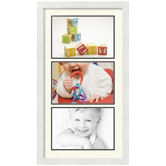 ArtToFrames Collage Photo Picture Frame with 3 - 8x12 Openings, Framed in White with Off White and Black Mats (CDM-3966-901)