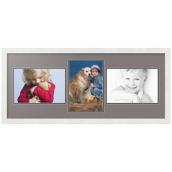 ArtToFrames Collage Photo Picture Frame with 3 - 8x12 Openings, Framed in White with Pewter and Black Mats (CDM-3966-99)
