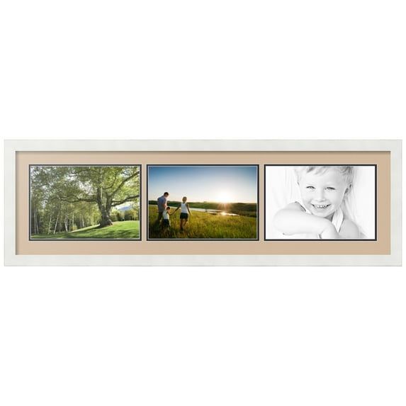 ArtToFrames Collage Photo Picture Frame with 3 - 8x12 Openings, Framed in White with Scotch Mist and Black Mats (CDM-3966-67)