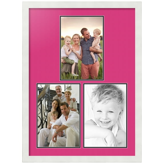 ArtToFrames Collage Photo Picture Frame with 3 - 8x12" Openings, Framed in White with Tulip and Black Mats (CDM-3966-1668)
