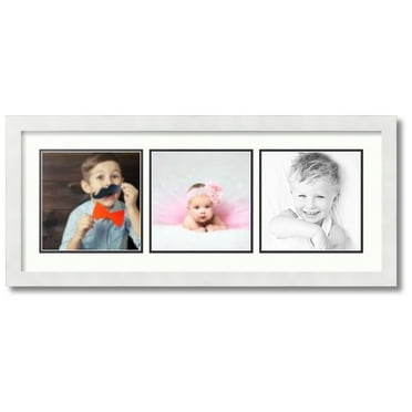 ArtToFrames Collage Photo Picture Frame with 3 - 8x8 Openings, Framed in White with Porcelain and Black Mats (CDM-3966-66)