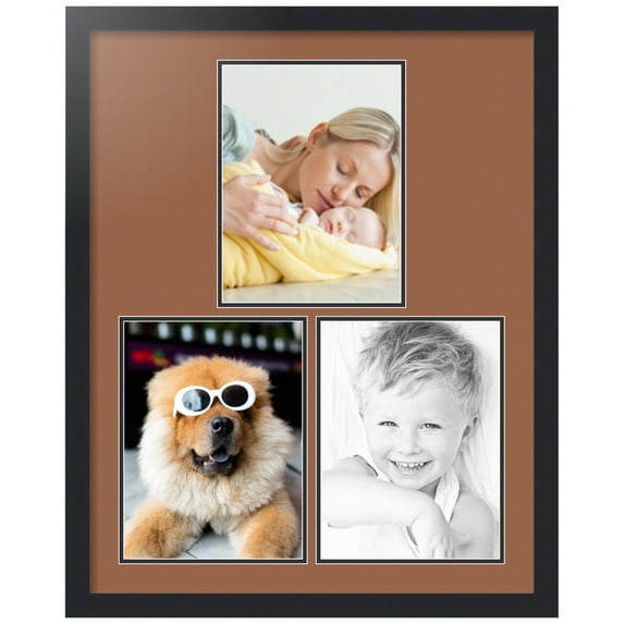 ArtToFrames Collage Photo Picture Frame with 3 - 9x12 Openings, Framed in Black with Paloma and Black Mats (CDM-3926-82)