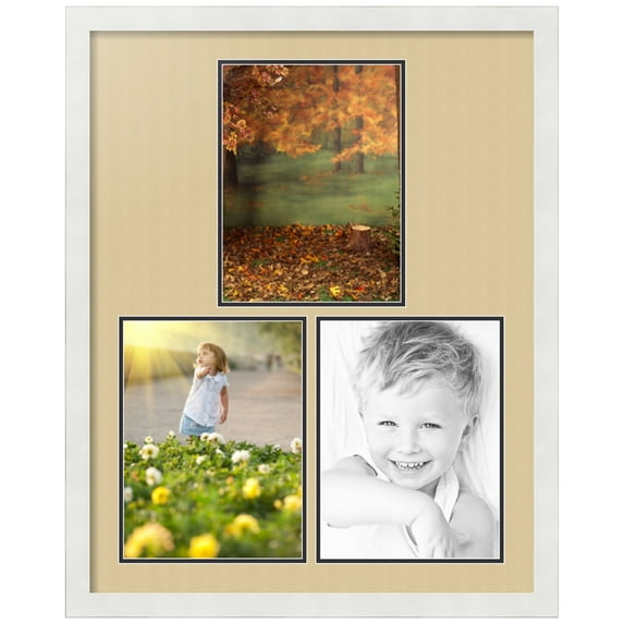 ArtToFrames Collage Photo Picture Frame with 3 - 9x12" Openings, Framed in White with Green Whisper and Black Mats (CDM-3966-1669)