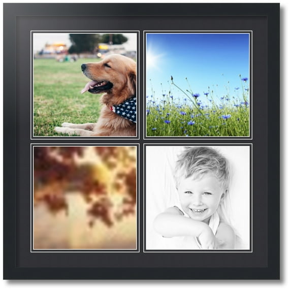 ArtToFrames Collage Photo Picture Frame with 4 - 10x10" Openings, Framed in Black with Black and Black Mats (CDM-3926-1593)