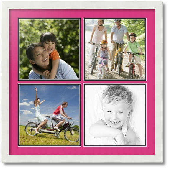 ArtToFrames Collage Photo Picture Frame with 4 - 10x10" Openings, Framed in White with Tulip and Black Mats (CDM-3966-1593)