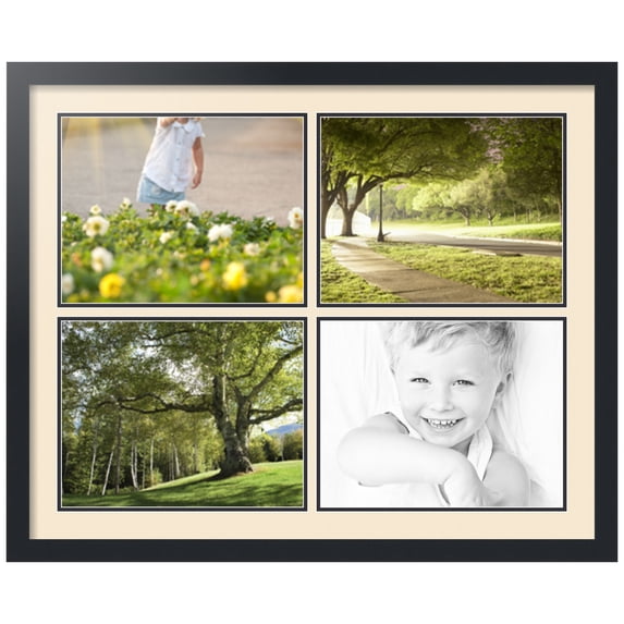 ArtToFrames Collage Photo Picture Frame with 4 - 10x13 Openings, Framed in Black with Alabaster and Black Mats (CDM-3926-3)