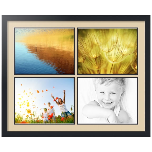 ArtToFrames Collage Photo Picture Frame with 4 - 10x13 Openings, Framed in Black with Seaside and Black Mats (CDM-3926-3)