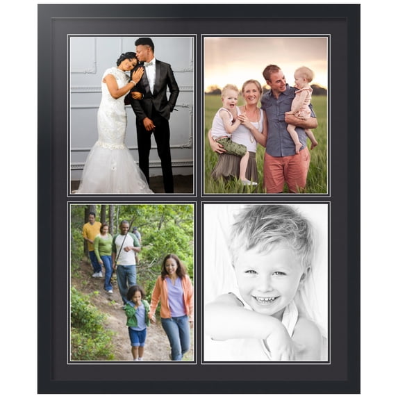 ArtToFrames Collage Photo Picture Frame with 4 - 11x14 Openings, Framed in Black with Black and Black Mats (CDM-3926-1)