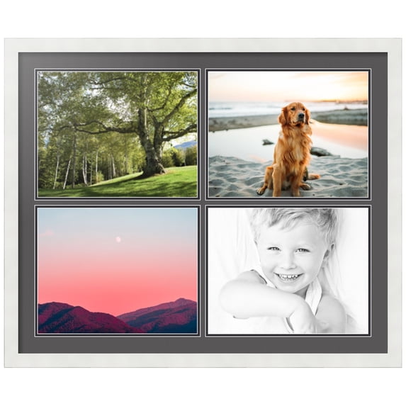 ArtToFrames Collage Photo Picture Frame with 4 - 11x14" Openings, Framed in White with Charcoal and Black Mats (CDM-3966-9)