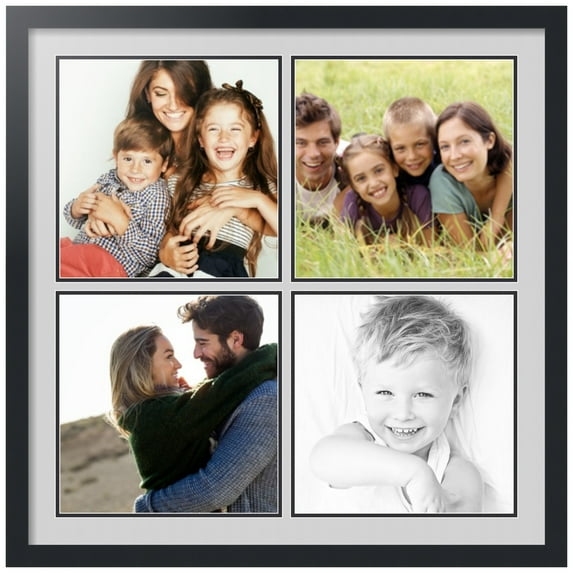 ArtToFrames Collage Photo Picture Frame with 4 - 12x12" Openings, Framed in Black with Candlewick and Black Mats (CDM-3926-1594)