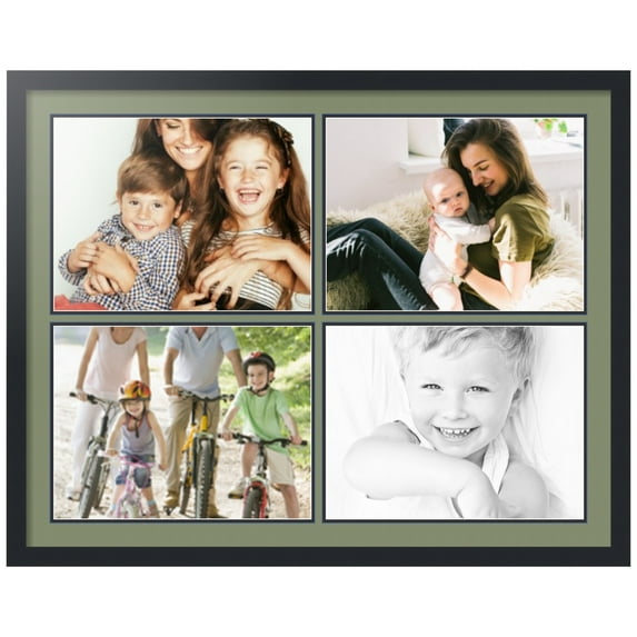 ArtToFrames Collage Photo Picture Frame with 4 - 12x16 Openings, Framed in Black with Basil and Black Mats (CDM-3926-3)